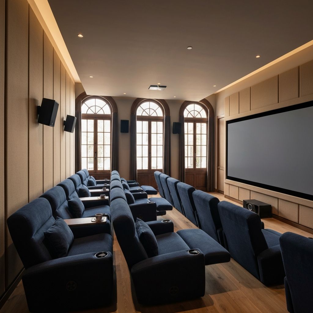 Intimate private screening room with luxury reclining seats