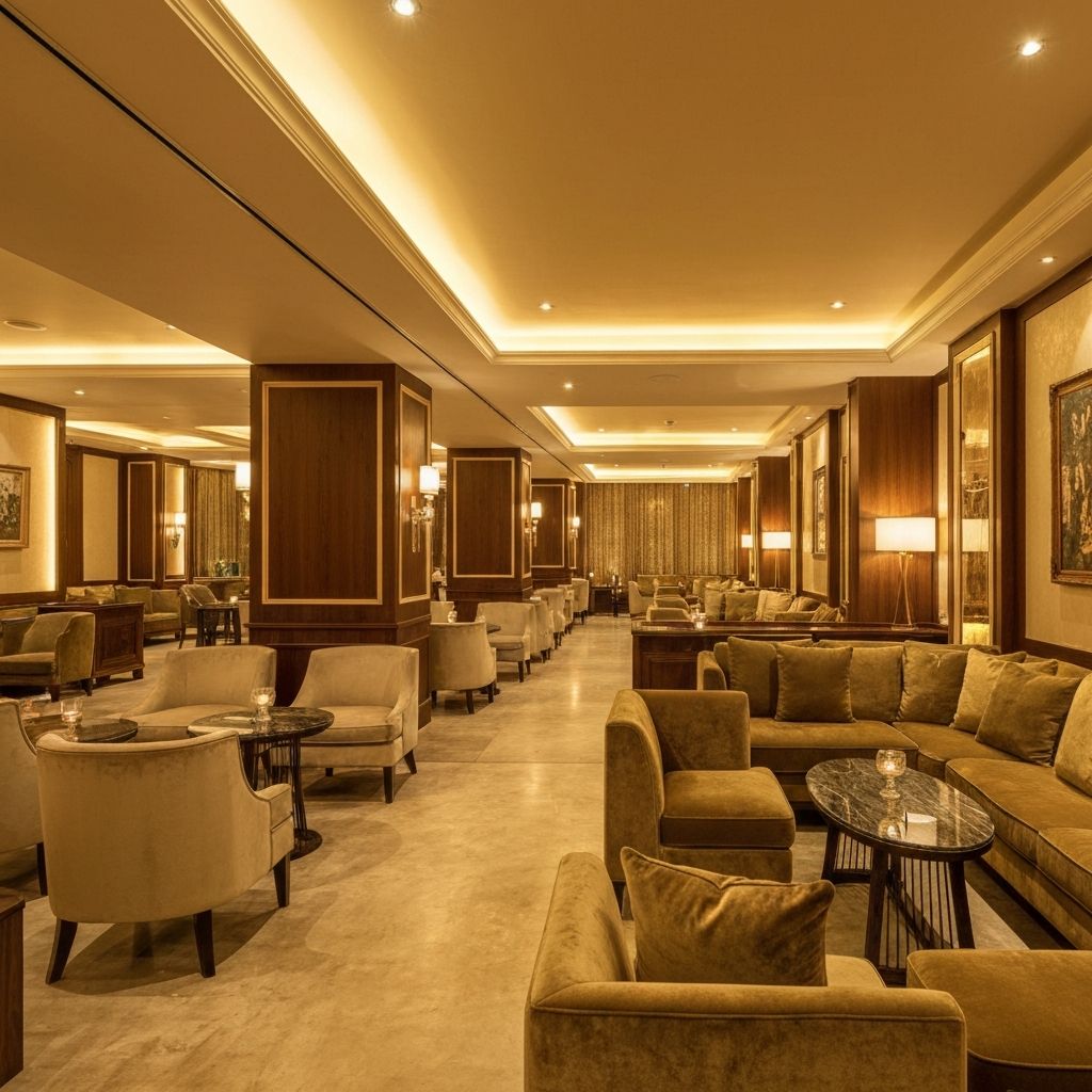 VIP lounge featuring modern traditional design with plush seating